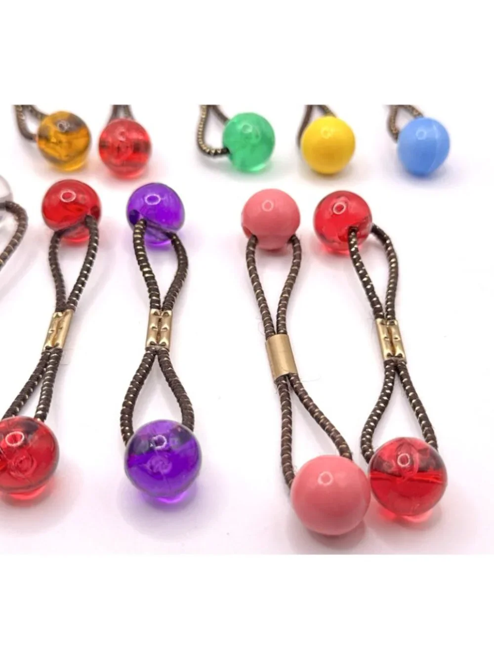 20 GOODY Vintage Ponytail Holders Twin Beads Medium Knocker Balls Hair Ties #3